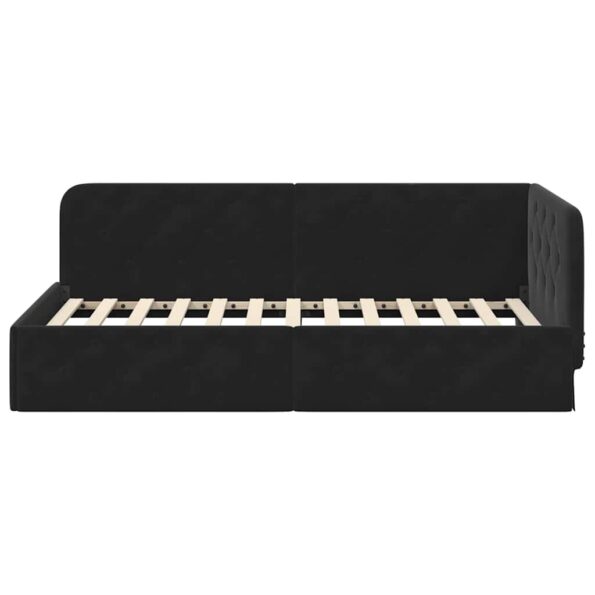 vidaXL Rohový rám postele Čierny 90 x 190 cm Zamat – Obrázok 5