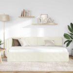 vidaXL Rohový rám postele Krémová 90 x 190 cm Zamat – Obrázok 4