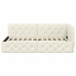 vidaXL Rohový rám postele Krémová 90 x 190 cm Zamat – Obrázok 5