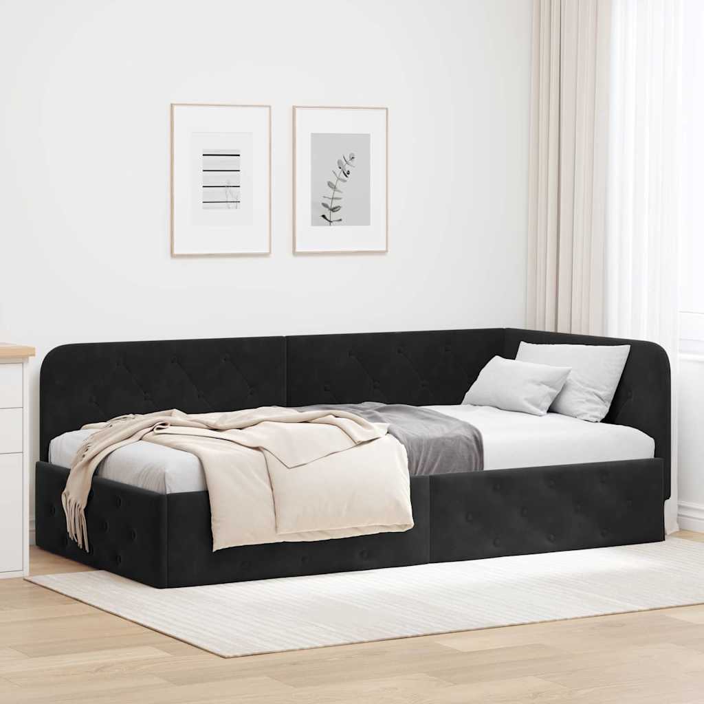 42016538_1.jpg vidaXL Rohový rám postele Čierny 90 x 200 cm Zamat – Obrázok 1