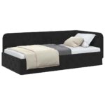 vidaXL Rohový rám postele Čierny 90 x 200 cm Zamat – Obrázok 3