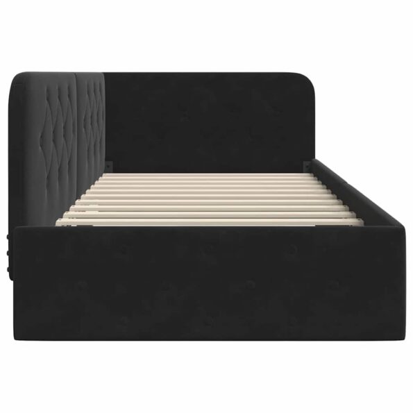 vidaXL Rohový rám postele Čierny 90 x 200 cm Zamat – Obrázok 6