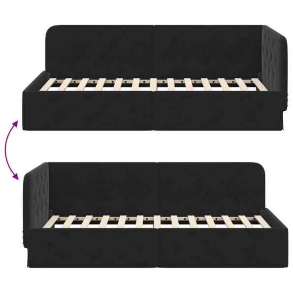 vidaXL Rohový rám postele Čierny 90 x 200 cm Zamat – Obrázok 9