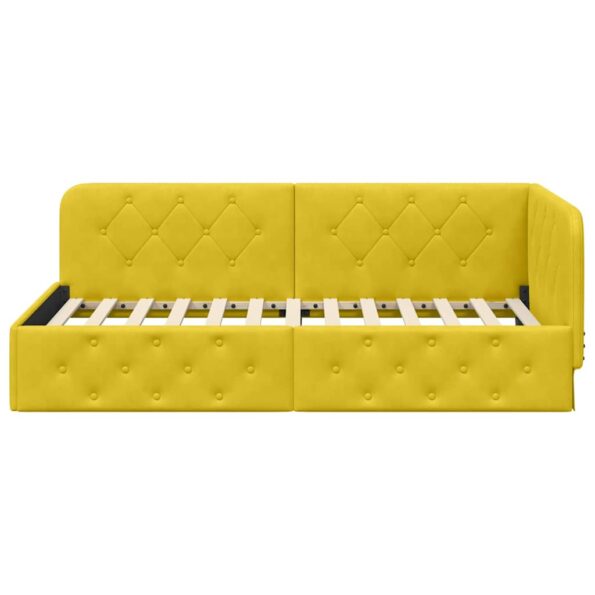 vidaXL Rohový rám postele Žltá 90 x 200 cm Zamat – Obrázok 5