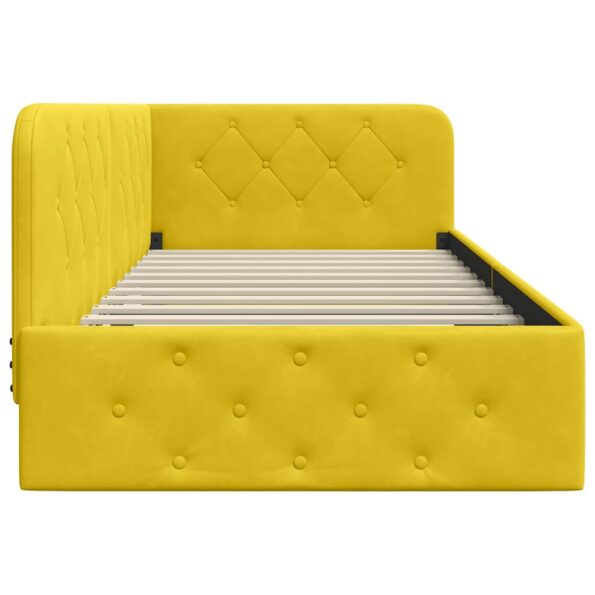 vidaXL Rohový rám postele Žltá 90 x 200 cm Zamat – Obrázok 6
