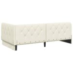 vidaXL Rohový rám postele s čelnou doskou Krémová 90 x 200 cm Zamat – Obrázok 7