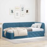 vidaXL Rohový rám postele Modrá 100 x 200 cm Zamat