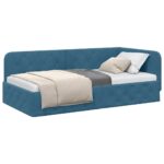 vidaXL Rohový rám postele Modrá 100 x 200 cm Zamat – Obrázok 3