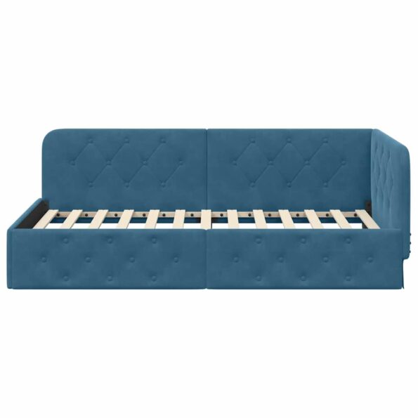vidaXL Rohový rám postele Modrá 100 x 200 cm Zamat – Obrázok 5