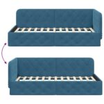 vidaXL Rohový rám postele Modrá 100 x 200 cm Zamat – Obrázok 9