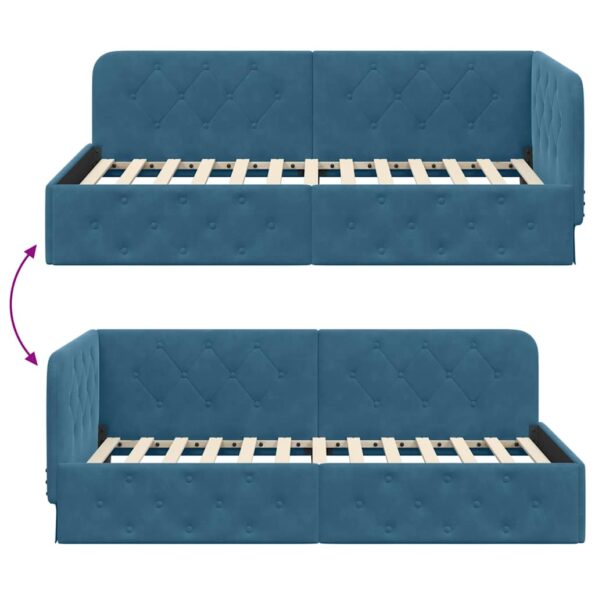 vidaXL Rohový rám postele Modrá 100 x 200 cm Zamat – Obrázok 9