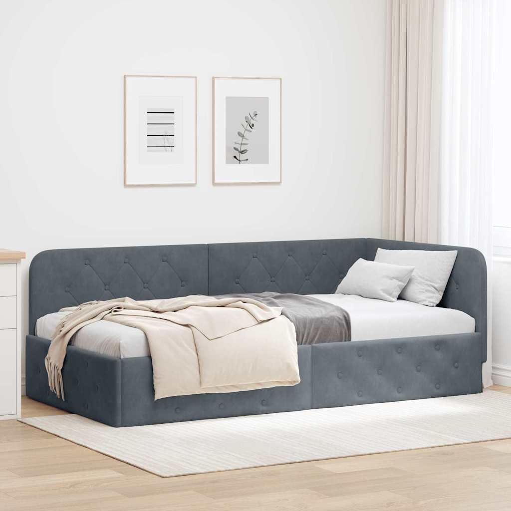 42016544_1.jpg vidaXL Rohový rám postele Tmavo šedá 100 x 200 cm Zamat – Obrázok 1