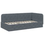 vidaXL Rohový rám postele Tmavo šedá 100 x 200 cm Zamat – Obrázok 2