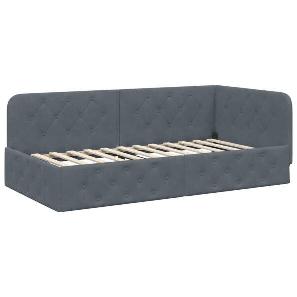 vidaXL Rohový rám postele Tmavo šedá 100 x 200 cm Zamat – Obrázok 2