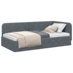 vidaXL Rohový rám postele Tmavo šedá 100 x 200 cm Zamat – Obrázok 3