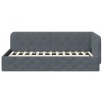 vidaXL Rohový rám postele Tmavo šedá 100 x 200 cm Zamat – Obrázok 5