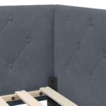 vidaXL Rohový rám postele Tmavo šedá 100 x 200 cm Zamat – Obrázok 8