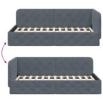 vidaXL Rohový rám postele Tmavo šedá 100 x 200 cm Zamat – Obrázok 9