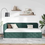 vidaXL Rohový rám postele Tmavozelená 100 x 200 cm Zamat – Obrázok 4