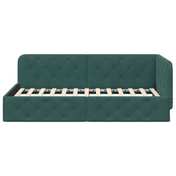 vidaXL Rohový rám postele Tmavozelená 100 x 200 cm Zamat – Obrázok 5