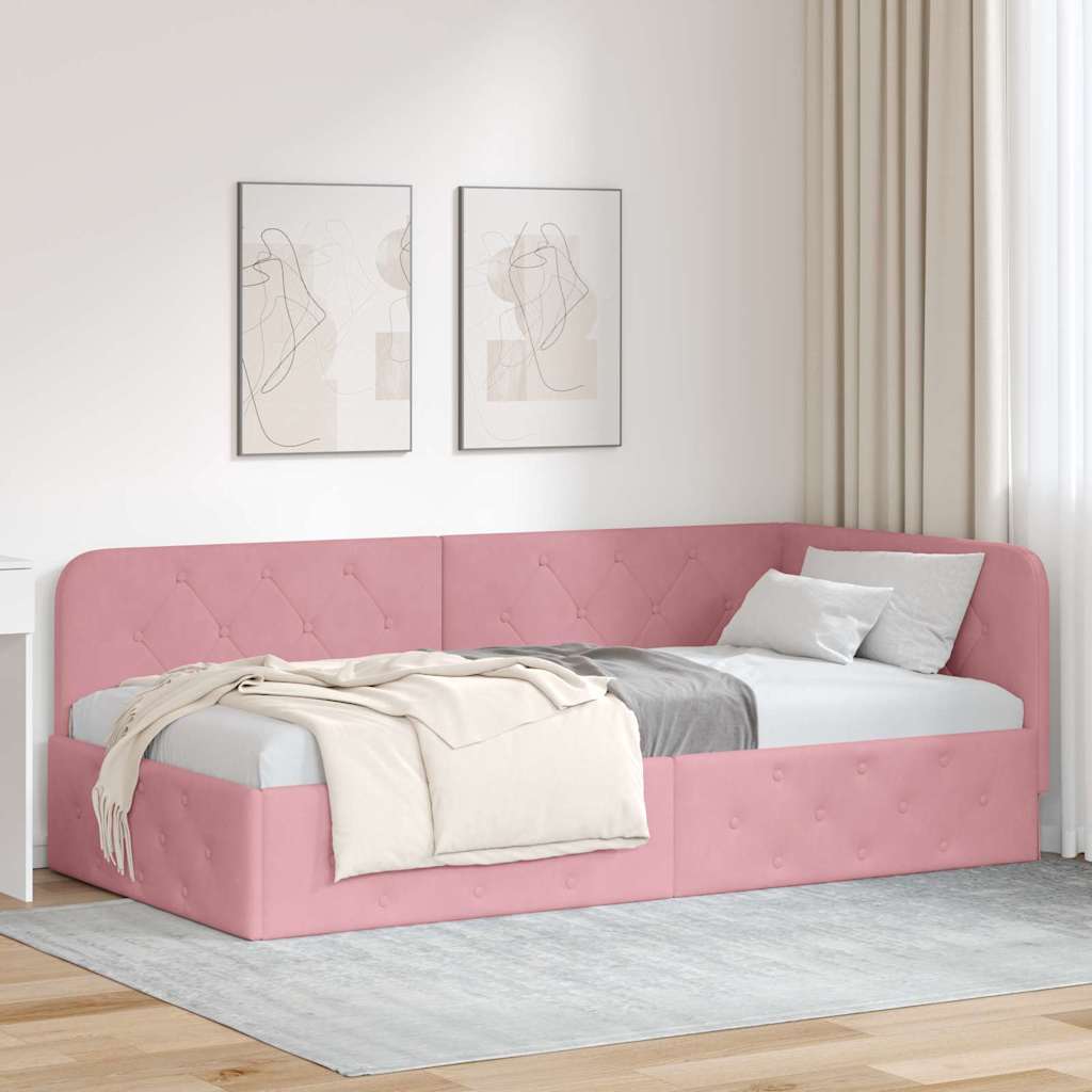 42016546_1.jpg vidaXL Rohový rám postele Ružová 100 x 200 cm Zamat – Obrázok 1