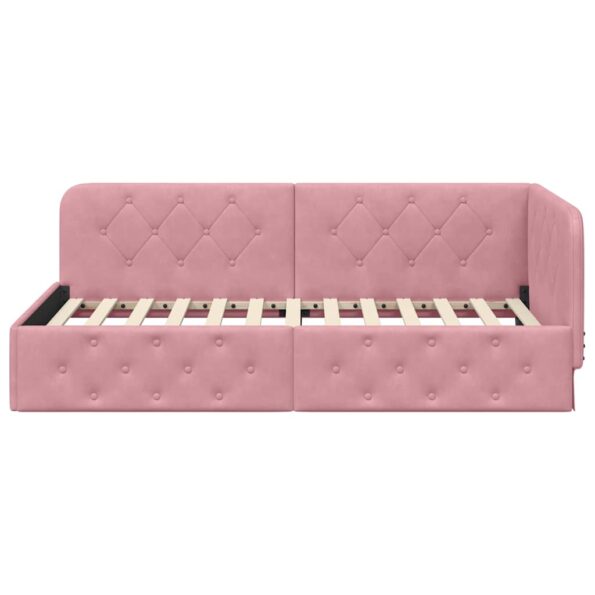 vidaXL Rohový rám postele Ružová 100 x 200 cm Zamat – Obrázok 5