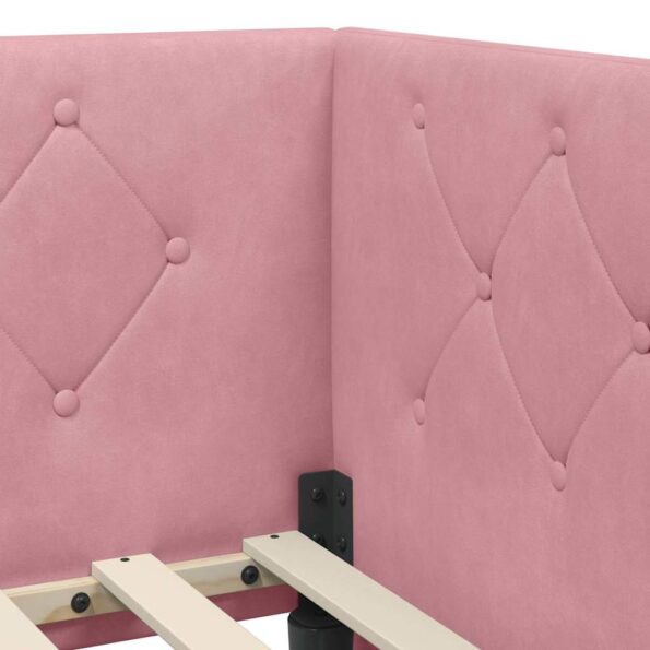 vidaXL Rohový rám postele Ružová 100 x 200 cm Zamat – Obrázok 8