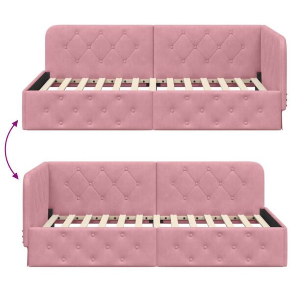 vidaXL Rohový rám postele Ružová 100 x 200 cm Zamat – Obrázok 9