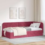 vidaXL Rohový rám postele Víno červené 100 x 200 cm Zamat