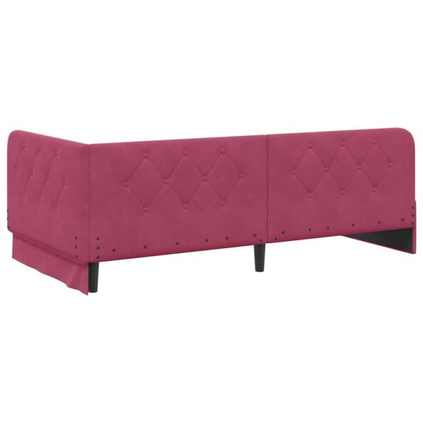 vidaXL Rohový rám postele Víno červené 100 x 200 cm Zamat – Obrázok 7