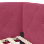 vidaXL Rohový rám postele Víno červené 100 x 200 cm Zamat – Obrázok 8