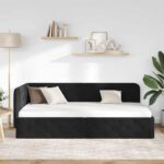 vidaXL Rohový rám postele Čierny 100 x 200 cm Zamat – Obrázok 4