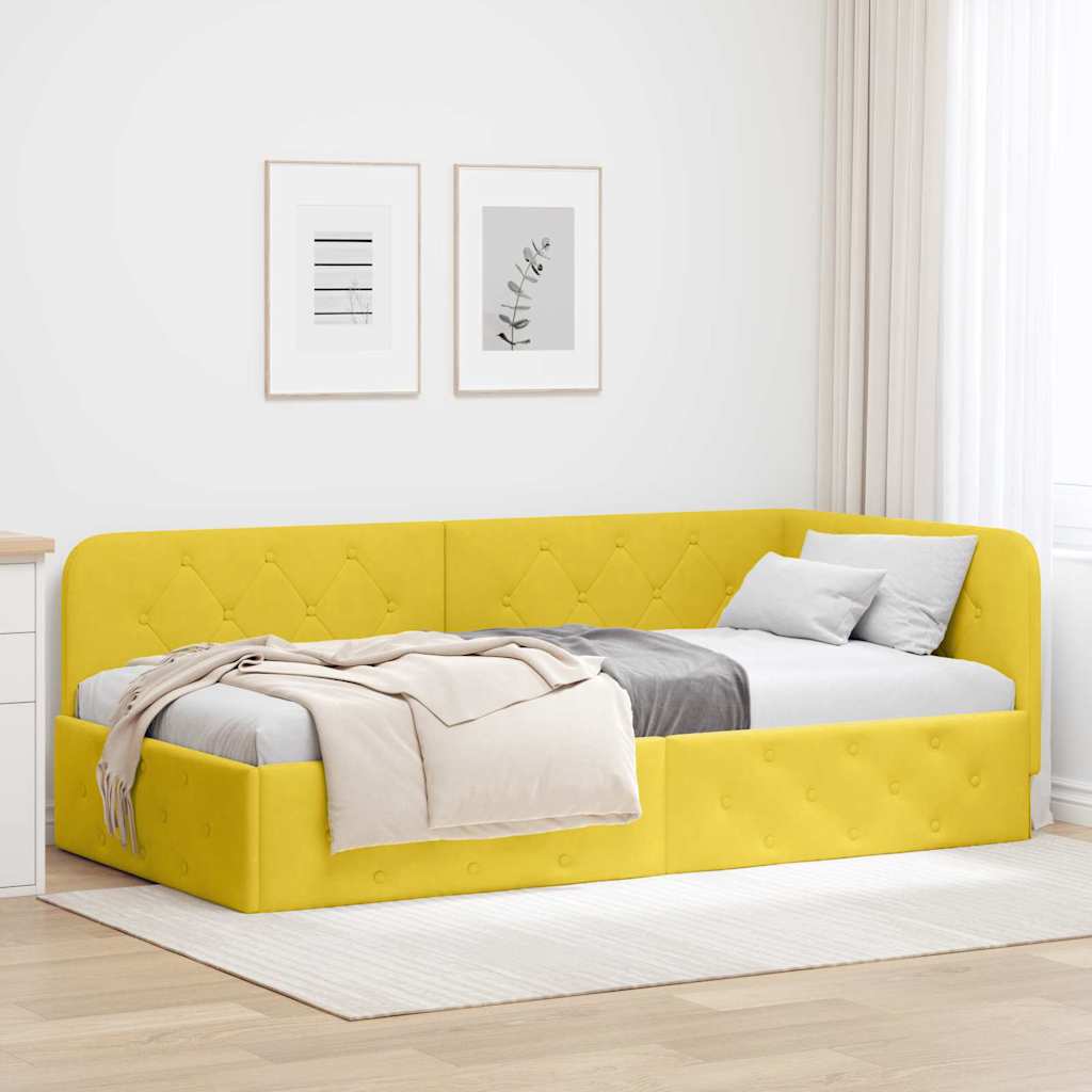42016549_1.jpg vidaXL Rohový rám postele Žltá 100 x 200 cm Zamat – Obrázok 1