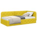 vidaXL Rohový rám postele Žltá 100 x 200 cm Zamat – Obrázok 3
