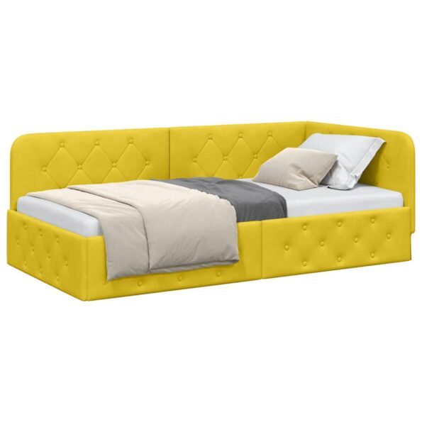 vidaXL Rohový rám postele Žltá 100 x 200 cm Zamat – Obrázok 3