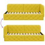 vidaXL Rohový rám postele Žltá 100 x 200 cm Zamat – Obrázok 9