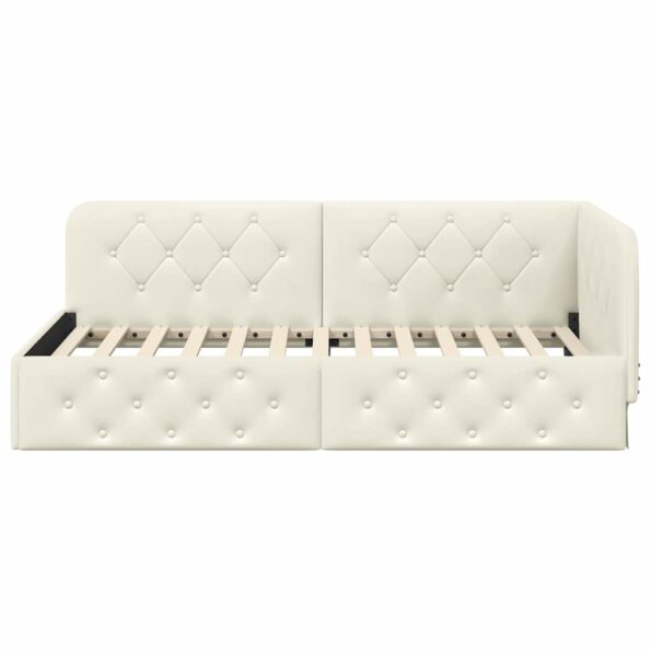 vidaXL Rohový rám postele Krémová 100 x 200 cm Zamat – Obrázok 5
