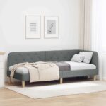 vidaXL Rohový rám postele Tmavo šedá 80 x 200 cm látka