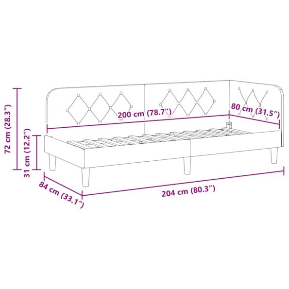 vidaXL Rohový rám postele Víno červené 80 x 200 cm látka – Obrázok 11