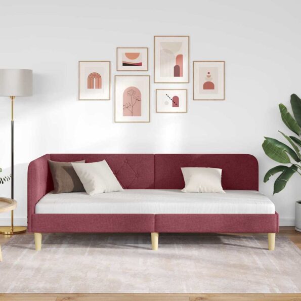 vidaXL Rohový rám postele Víno červené 80 x 200 cm látka – Obrázok 4