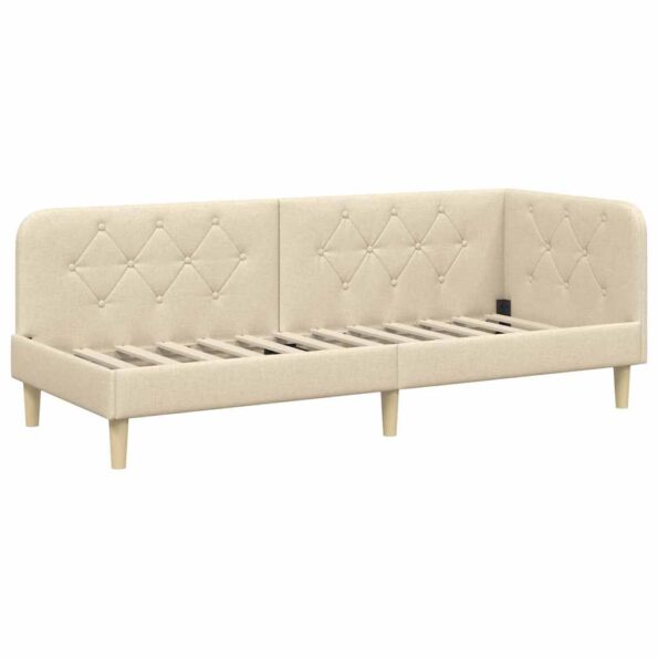 vidaXL Rohový rám postele Krémová 80 x 200 cm látka – Obrázok 2
