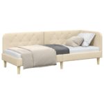 vidaXL Rohový rám postele Krémová 80 x 200 cm látka – Obrázok 3