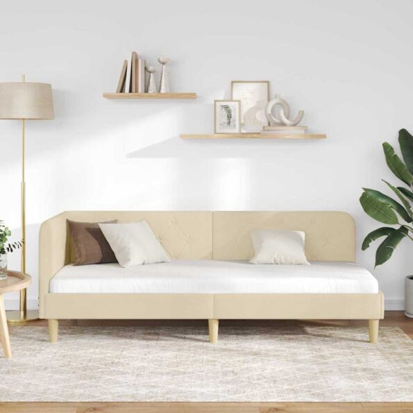 vidaXL Rohový rám postele Krémová 80 x 200 cm látka – Obrázok 4