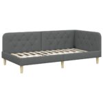 vidaXL Rohový rám postele Tmavo šedá 90 x 190 cm látka – Obrázok 2