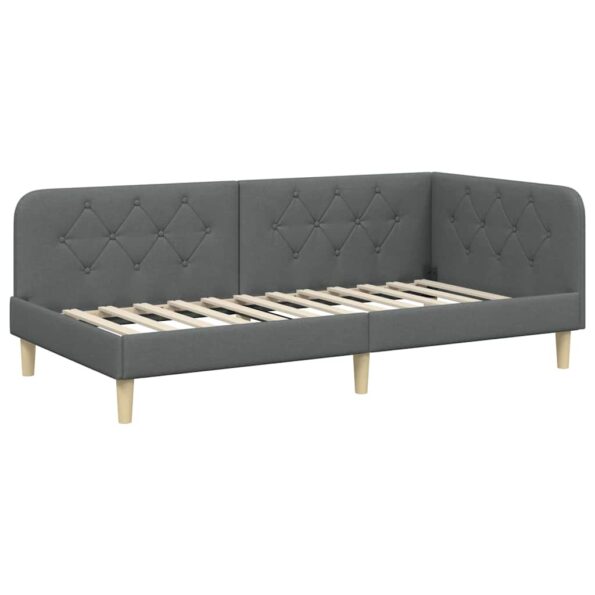 vidaXL Rohový rám postele Tmavo šedá 90 x 190 cm látka – Obrázok 2