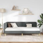 vidaXL Rohový rám postele Tmavo šedá 90 x 190 cm látka – Obrázok 4