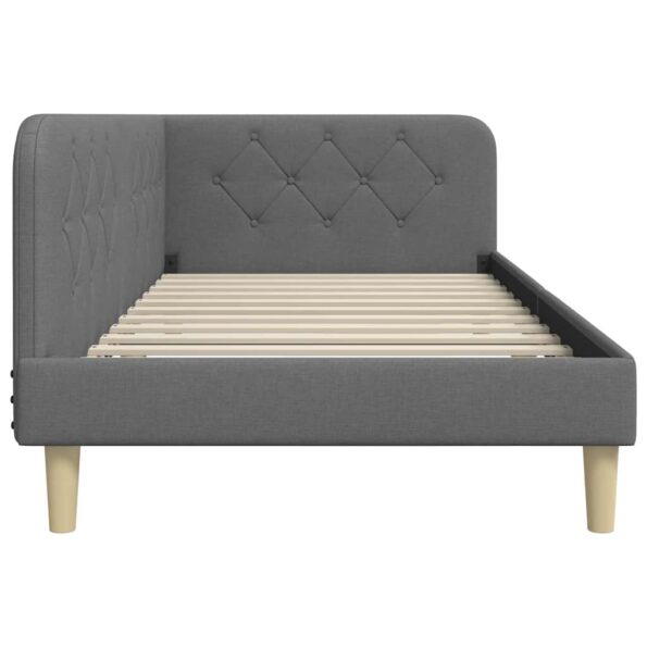vidaXL Rohový rám postele Tmavo šedá 90 x 190 cm látka – Obrázok 6