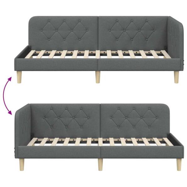 vidaXL Rohový rám postele Tmavo šedá 90 x 190 cm látka – Obrázok 9