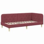vidaXL Rohový rám postele Víno červené 90 x 190 cm látka – Obrázok 2