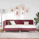 vidaXL Rohový rám postele Víno červené 90 x 190 cm látka – Obrázok 4